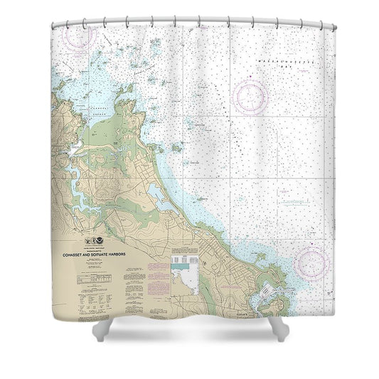 Nautical Chart 13269 Cohasset Scituate Harbors Shower Curtain