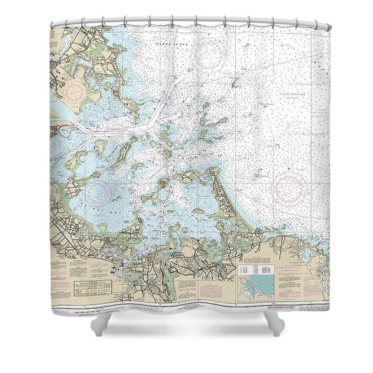 Nautical Chart 13270 Boston Harbor Shower Curtain