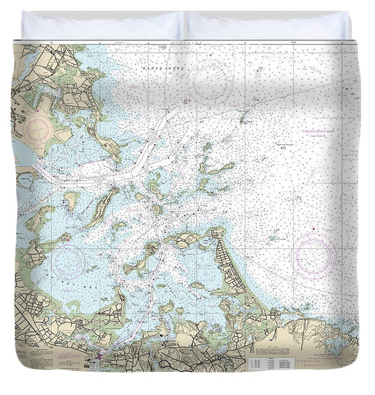 Nautical Chart 13270 Boston Harbor Duvet Cover