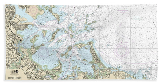 Nautical Chart-13270 Boston Harbor - Beach Towel