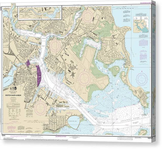 Nautical Chart-13272 Boston Inner Harbor Canvas Print