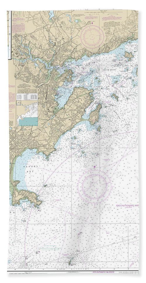 Nautical Chart-13275 Salem-lynn Harbors, Manchester Harbor - Beach Towel