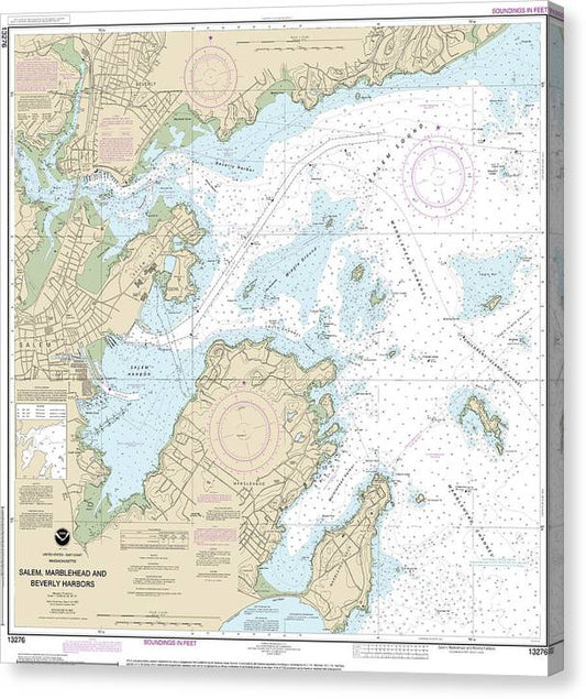 Nautical Chart-13276 Salem, Marblehead-Beverly Harbors Canvas Print