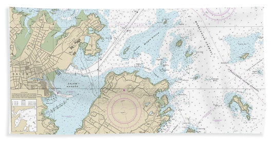 Nautical Chart-13276 Salem, Marblehead-beverly Harbors - Beach Towel