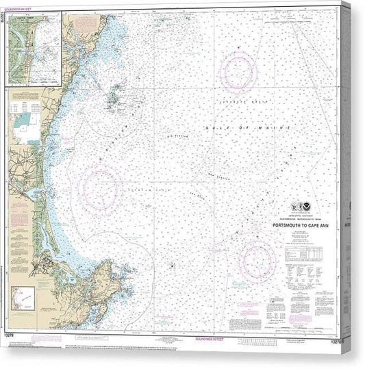 Nautical Chart-13278 Portsmouth-Cape Ann, Hampton Harbor Canvas Print