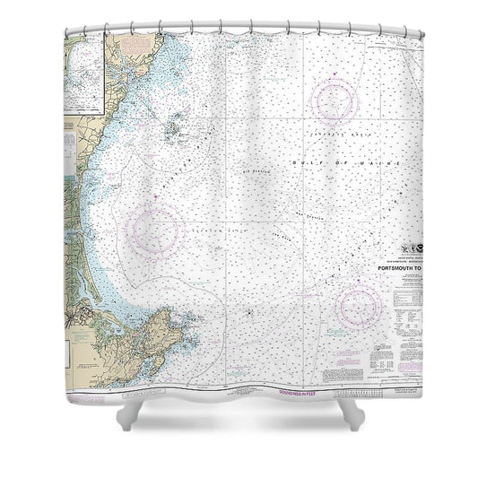Nautical Chart 13278 Portsmouth Cape Ann, Hampton Harbor Shower Curtain