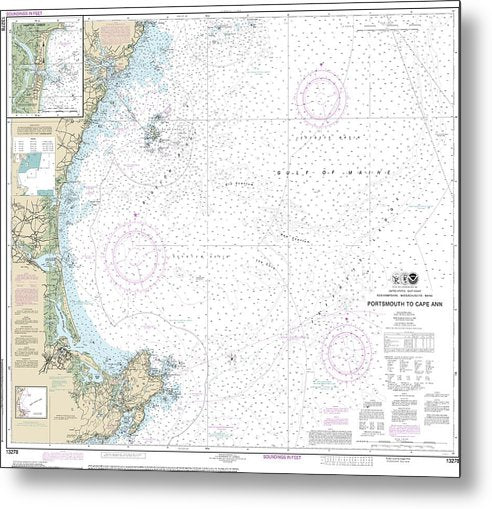A beuatiful Metal Print of the Nautical Chart-13278 Portsmouth-Cape Ann, Hampton Harbor - Metal Print by SeaKoast.  100% Guarenteed!