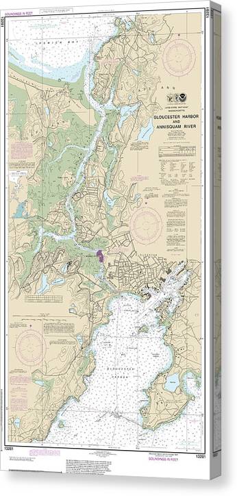 Nautical Chart-13281 Gloucester Harbor-Annisquam River Canvas Print