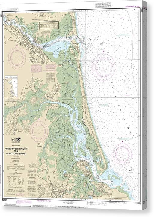 Nautical Chart-13282 Newburyport Harbor-Plum Island Sound Canvas Print