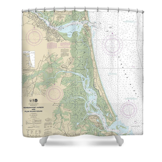 Nautical Chart 13282 Newburyport Harbor Plum Island Sound Shower Curtain