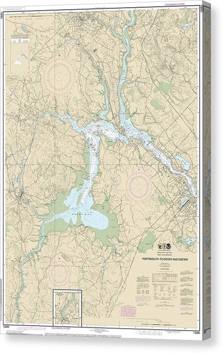 Nautical Chart-13285 Portsmouth-Dover-Exeter Canvas Print