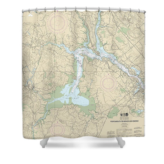 Nautical Chart 13285 Portsmouth Dover Exeter Shower Curtain