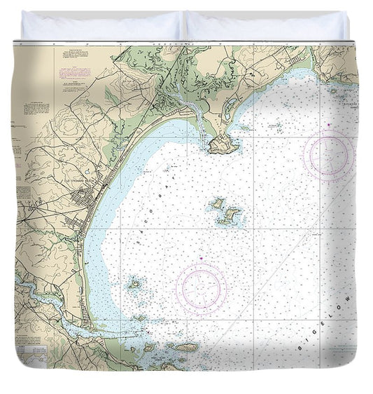 Nautical Chart 13287 Saco Bay Vicinity Duvet Cover