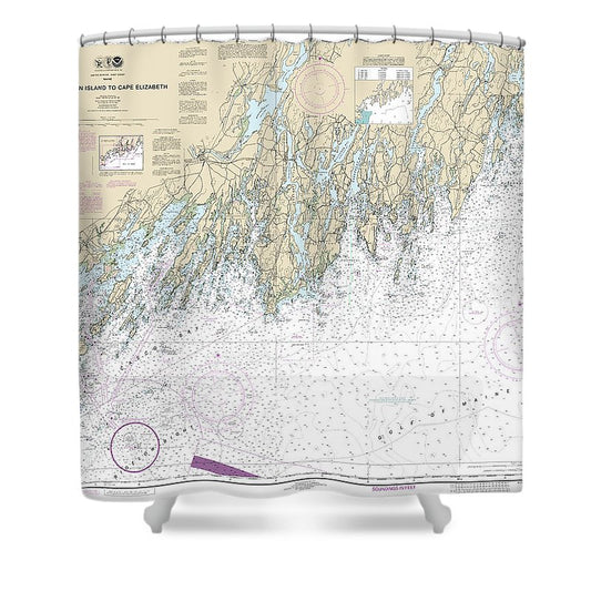 Nautical Chart 13288 Monhegan Island Cape Elizabeth Shower Curtain