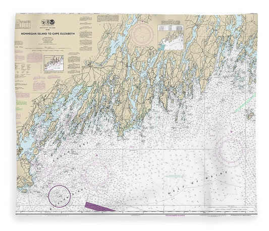 Nautical Chart 13288 Monhegan Island Cape Elizabeth Blanket