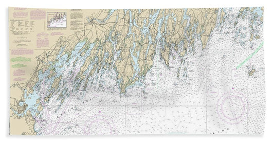 Nautical Chart-13288 Monhegan Island-cape Elizabeth - Beach Towel