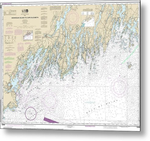 A beuatiful Metal Print of the Nautical Chart-13288 Monhegan Island-Cape Elizabeth - Metal Print by SeaKoast.  100% Guarenteed!