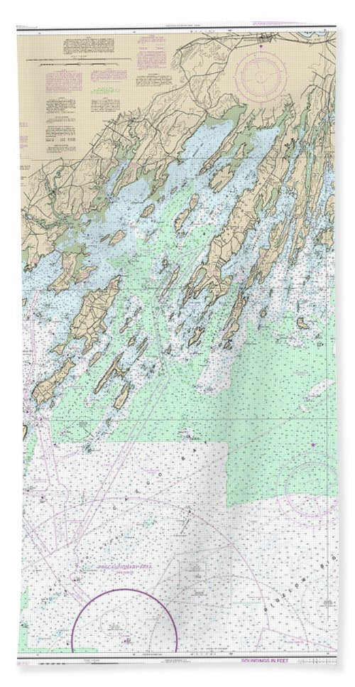 Nautical Chart-13290 Casco Bay - Bath Towel