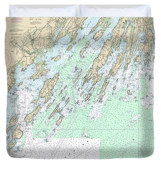 Nautical Chart 13290 Casco Bay Duvet Cover