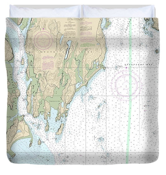 Nautical Chart 13295 Kennebec Sheepscot River Entrances Duvet Cover