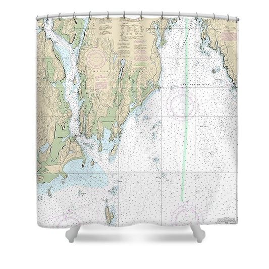 Nautical Chart 13295 Kennebec Sheepscot River Entrances Shower Curtain