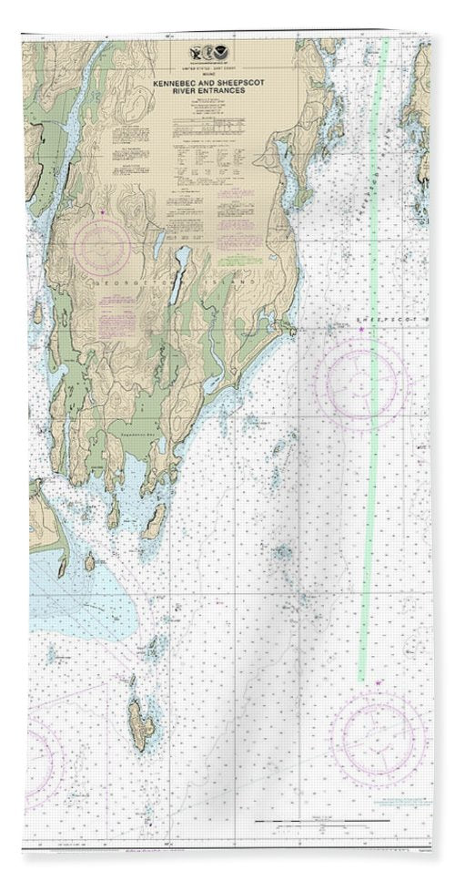 Nautical Chart-13295 Kennebec-sheepscot River Entrances - Beach Towel
