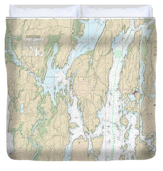 Nautical Chart 13296 Boothbay Harbor Bath, Including Kennebec River Duvet Cover
