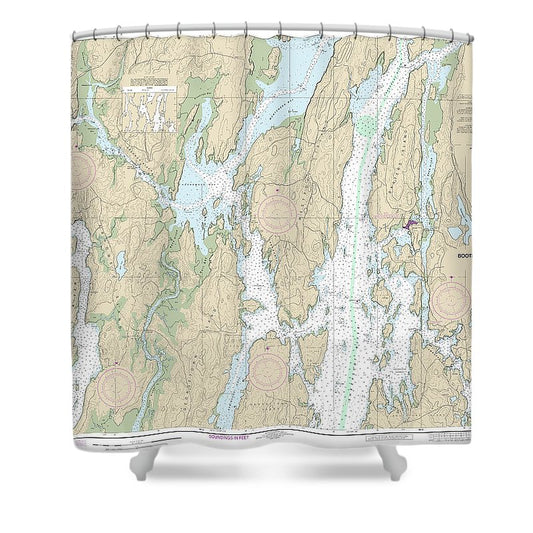 Nautical Chart 13296 Boothbay Harbor Bath, Including Kennebec River Shower Curtain
