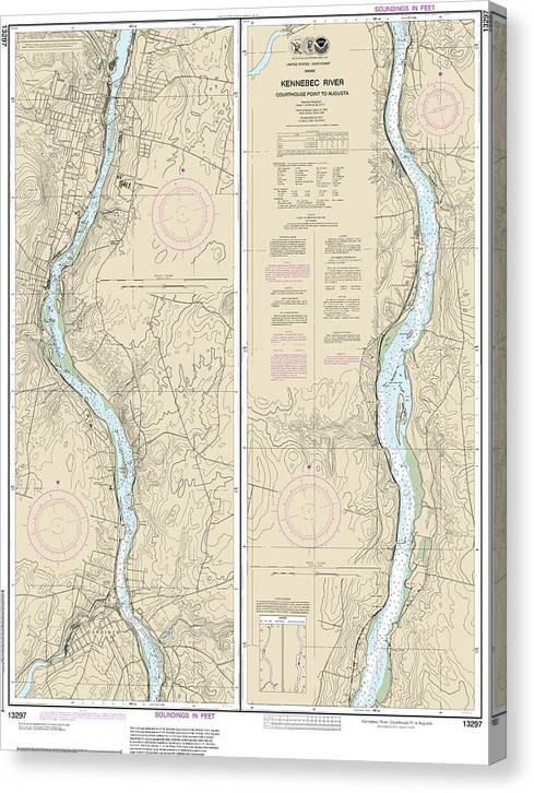 Nautical Chart-13297 Kennebec River Courthouse Point-Augusta Canvas Print