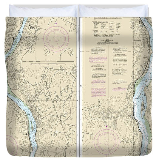 Nautical Chart 13297 Kennebec River Courthouse Point Augusta Duvet Cover