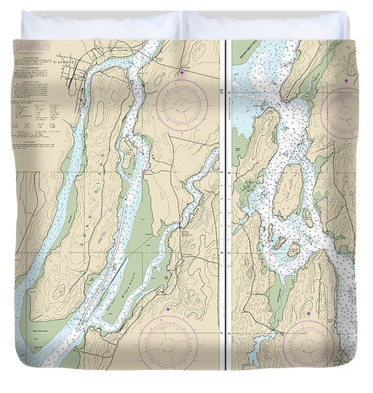 Nautical Chart 13298 Kennebec River Bath Courthouse Point Duvet Cover