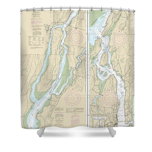 Nautical Chart 13298 Kennebec River Bath Courthouse Point Shower Curtain