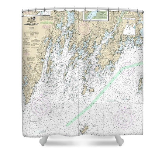 Nautical Chart 13301 Muscongus Bay, New Harbor, Thomaston Shower Curtain
