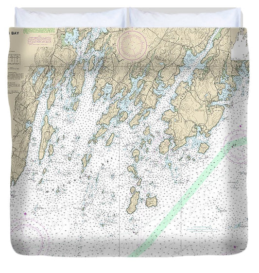 Nautical Chart 13301 Muscongus Bay, New Harbor, Thomaston Duvet Cover