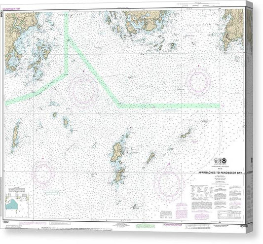 Nautical Chart-13303 Approaches-Penobscot Bay Canvas Print