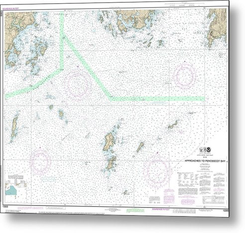 A beuatiful Metal Print of the Nautical Chart-13303 Approaches-Penobscot Bay - Metal Print by SeaKoast.  100% Guarenteed!