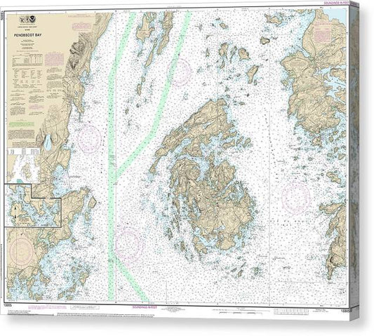 Nautical Chart-13305 Penobscot Bay, Carvers Harbor-Approaches Canvas Print