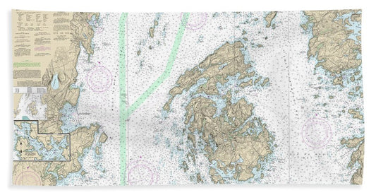Nautical Chart-13305 Penobscot Bay, Carvers Harbor-approaches - Beach Towel