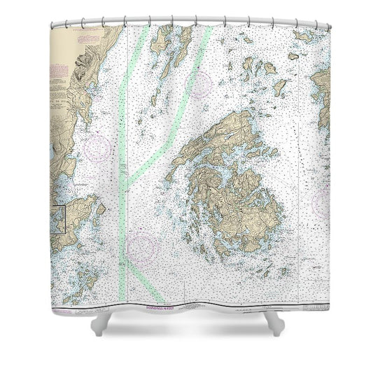 Nautical Chart 13305 Penobscot Bay, Carvers Harbor Approaches Shower Curtain