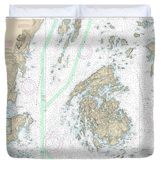 Nautical Chart 13305 Penobscot Bay, Carvers Harbor Approaches Duvet Cover