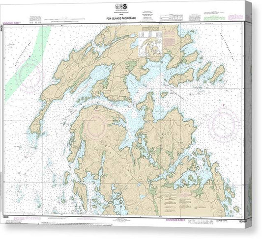 Nautical Chart-13308 Fox Islands Thorofare Canvas Print