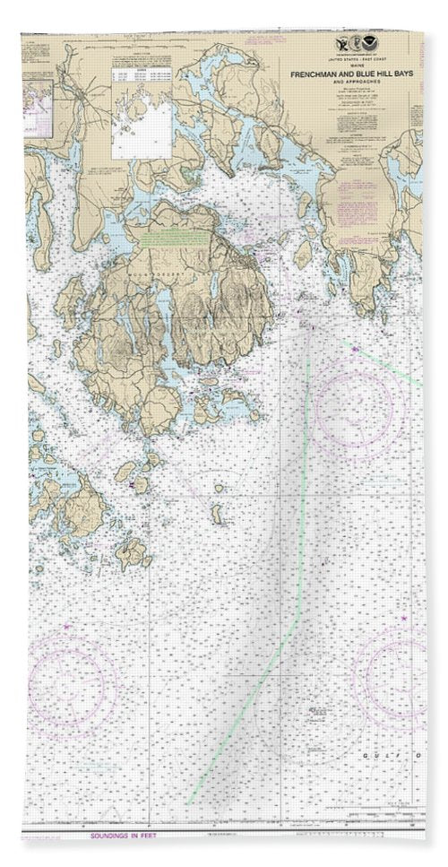 Nautical Chart-13312 Frenchman-blue Hill Bays-approaches - Beach Towel