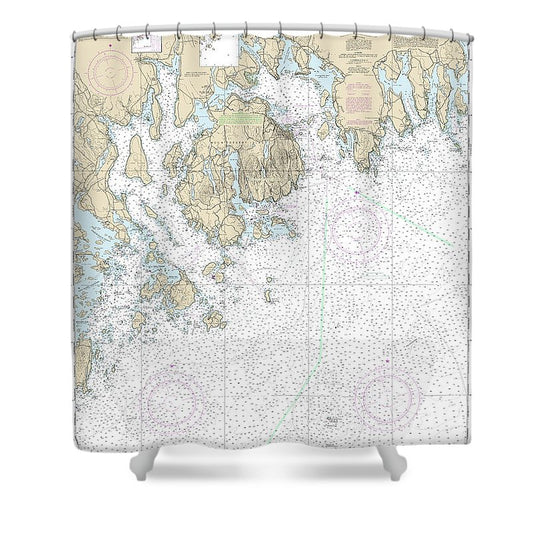 Nautical Chart 13312 Frenchman Blue Hill Bays Approaches Shower Curtain
