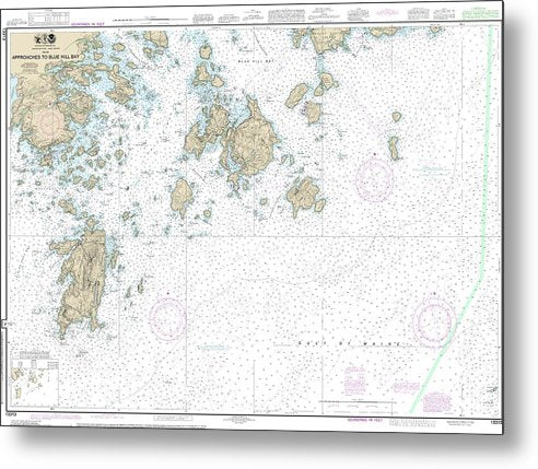 A beuatiful Metal Print of the Nautical Chart-13313 Approaches-Blue Hill Bay - Metal Print by SeaKoast.  100% Guarenteed!