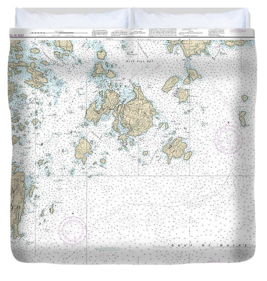 Nautical Chart 13313 Approaches Blue Hill Bay Duvet Cover
