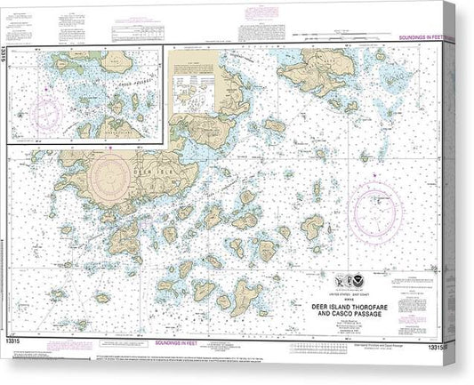 Nautical Chart-13315 Deer Island Thorofare-Casco Passage Canvas Print