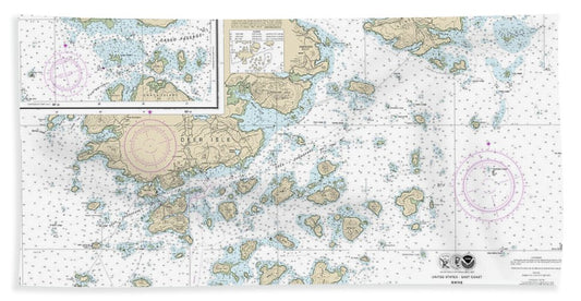 Nautical Chart-13315 Deer Island Thorofare-casco Passage - Bath Towel