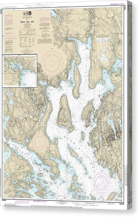 Nautical Chart-13316 Blue Hill Bay, Blue Hill Harbor Canvas Print