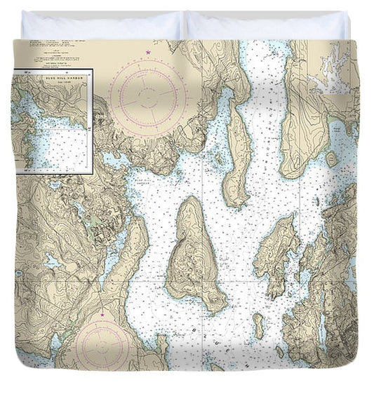 Nautical Chart 13316 Blue Hill Bay, Blue Hill Harbor Duvet Cover