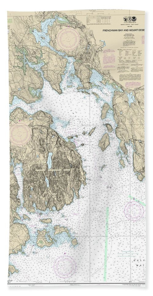 Nautical Chart-13318 Frenchman Bay-mount Desert Lsland - Beach Towel